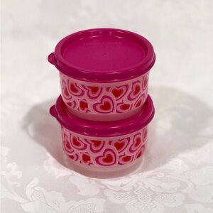 NEW (NIP) Tupperware Pink Heart Patterned Snack Cup Containers